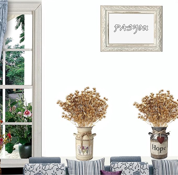 PASYOU Fake Plants Decoration for Christmas, Artificial Flowers Golden Plastic Leaves Grass Faux Outdoor Indoor Home Garden Party Room Bedroom Office Wedding Table Centerpiece DIY Decor, Gold 2 Pack