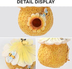 Bird Houses for Outside Yellow Cottage Resin Birdhouse, Garden Outdoor Decor Bird House with Flower and Bees, Birdhouses for Outdoors for Bluebird Finches Cardinals