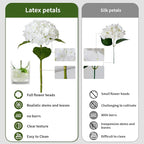 Leftover 3Pcs White Hydrangea Artificial Flowers,21" Full Large Faux Hydrangea Flowers with 3 PCS Butterflies,Latex Real Touch Flowers for Home Decor Floral Arrangements Wedding Bouquets Centerpieces