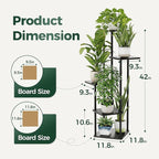 Bamworld Black Plant Stand Indoor 5 Tier Plant Shelf for Multiple Plants Corner Flower Stand Metal Wood Plant Table for Patio Garden Balcony Living Room Bedroom