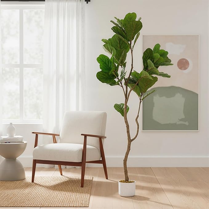 Garvee 5FT Artificial Fiddle Leaf Fig Tree in Pot, Evergreen Floor Plants for Living Room Decor, Large Potted Fake Fig Trees Tall Fake Plant for Office Entryway Front Door
