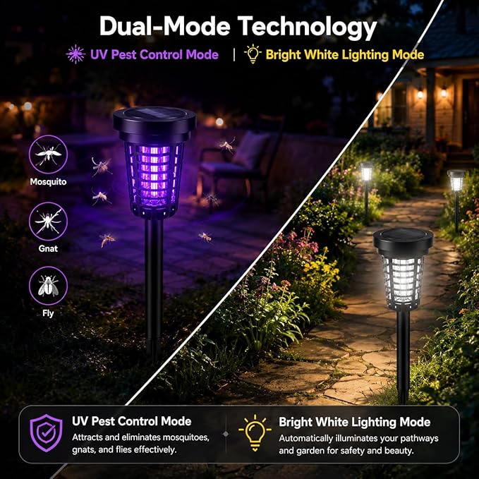 2026 Solar Bug Zapper Outdoor(4 Pack)–Solar Mosquito Zapper Outdoor Mosquito Repellent Outdoor,Mosquito Trap Used to Keep Gnat Small Flying Insect Away,Solar Bug Zapper Outside for Yard Garden