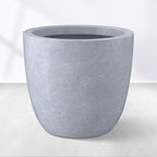 Kante 18 Inch Dia Round Concrete Planter, Indoor Outdoor Large Plant Pot with Drainage Hole and Rubber Plug for Home Patio Garden, Gray