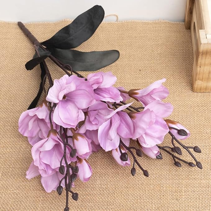 Silk Artificial Orchid Flowers Autumn Butterfly Fake Flower Wedding Home Christmas Decoration Living Room Plants Bouquet White,Light Purple