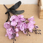 Silk Artificial Orchid Flowers Autumn Butterfly Fake Flower Wedding Home Christmas Decoration Living Room Plants Bouquet White,Light Purple