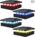 Peasur 4x4 Solar Post Cap Lights Outdoor RGB Color Changing, 4 Pack LED Post Top Light Solar Powered Waterproof, Fence Deck Lighting for Wood/Vinyl Posts for Outside Porch Yard Railing