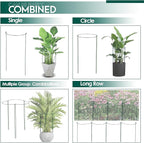 10 Pack 30 Inch Plant Support Stakes, Heavy-Duty Half Round Peony Support Ring Cage, Metal Garden Plant Stakes for Outdoor Plants - Peony, Tomato, Hydrangea with Cuttable Plant Ties