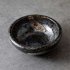 Wazakura Minoyaki Series Small Round Glazed Ikebana Flower Vase Made in Japan, Handpainted Floral Arrangement Pottery Supplies - Black with Brown White Brush