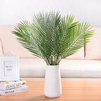 Artificial Palm Leaves Stem, Fake Tropical Palm Tree Leaf Plastic Greenery Plants Faux Areca Stems Jungle Boston Decoration for Indoor Outdoor Wedding Birthday Party Arrangement Table DIY Decor 12 Pcs