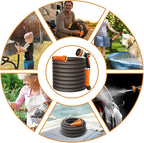 100FT Flexible Lightweight Garden Hose w/ 10Pattern Spray Nozzle,3/4 Inch,2026 Braided Elastic Garden Hose,Triple Latex Core,No-Kink,Anti-Burst,Leak-Proof,Easy Use&Storage (OrangeBlack)