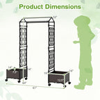 Giantex Planter Boxes with Arch Trellis, 5FT Self-Watering Tall Raised Garden Bed w/Wheels, Hanging Roof & Drainage Holes, Outdoor Indoor Tomato Planter for Climbing Vines Vegetables (61"x16"x64")