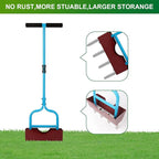 Aerator Lawn Tool with Larger Soil Core Storage Tray, 38” Height Core Aerator,Manual Aerator Lawn Tool,Lawn coring Aerator with 4 Stainless Tines,Grass Aerator for Lawn Care,Tool for Garden