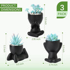ALAGIRLS 3pcs Fake Blue Succulents Plant Sets,Plastic Artificial Plant Decor Indoor Small Potted Faux Succulents for Bathroom Living Room Office