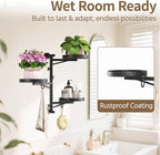 LASZOLA Rotating Plant Hangers Shelves Wall Mounted Indoor, 3 Tier Metal Window Plant Hanging Holders, Morden Floating Flower Display Stand with 2 Hooks for Kitchen Bathroom Decor, Black