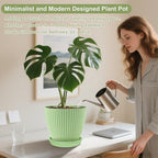 SupKing Large Plant Pots 7.5/6.7/6 Inch Set of 3, Plastic Flower Pots Planters with Drip Trays and Multi Mesh Drainage Holes Multicolor Nursery Planting Pot for Indoor Outdoor Garden Plants