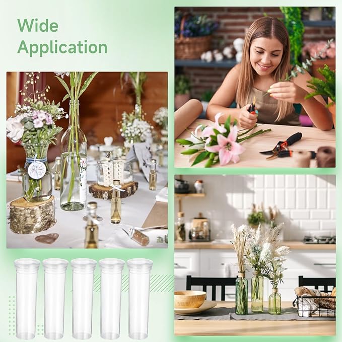 50 PCS Floral Tubes, 60ml Plant Branch Tubes, Milkweed Water Tubes for Flowers, Floral Water Tubes for Milkweed Cuttings, Butterfly Breeding Floral Tubes for Flower Arrangements