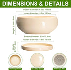 Small Bonsai Pots - 6 Inch Ceramic Succulent Planters for Indoor Plant Outdoor, Shallow Planter with Drainage Hole and Saucer, Round Succulent Pots, Kitchen Decor, Gifts for Women Men, Beige