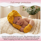 Newborn Baby Girl Hats Mittens Set Cotton Hospital Bow Hat Beanies Caps Gloves for New Born Girls 0-6 Months