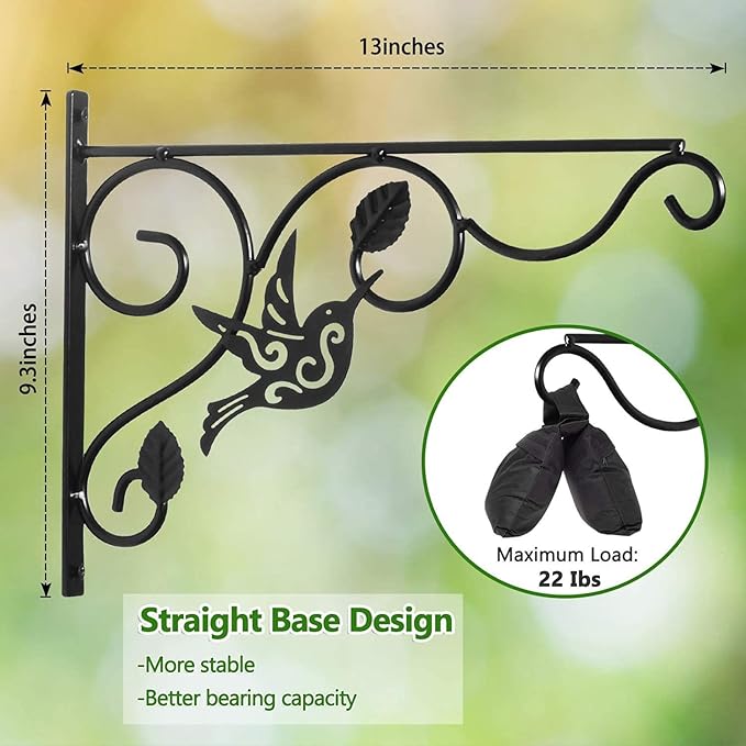 Vumdua Hanging Plants Bracket, 4 Pack 12 inch Wall Planter Hook with Iron Screws Included, Decorative Plant Hanger for Bird Feeders, Wind Chimes Indoor, Lantern, Flower Pot,Outdoor Indoor Patio Decor