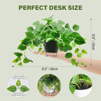 Tiita 2 Pack Fake Plants Artificial Scindapsus Aureus in Pots, Realistic Fake Greenery Potted Plants for Home Office Desk Window Sill Bathroom Bedroom Outdoor Indoor