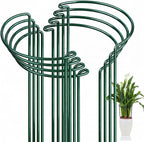 FEED GARDEN 8 Pack Plant Support Stakes, Peony Cages and Supports, Metal Garden Plant Stake(10" Wide x 16" High) Green Half Round Plant Support Rings for Outdoor Indoor Plants, Tomato, Hydrangea