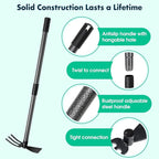 Lilyvane Hoe Garden Tool,45 Inch Long Garden Hoe and Cultivator, Garden Hand Tiller with Long Handle,Heavy Duty Garden Tools Hoe Cultivator for Gardening,Weeding, Tilling,Lossening Soil,Planting