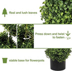 THE BLOOM TIMES 7ft Spiral Topiary Trees Artificial Outdoor Set of 2, 82 inch Faux Boxwood Plants Outside - All-Year Green Fake Twisted Tree for Garden Front Porch Planter Decor 7 Foot