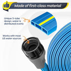 100FT Flat Sprinkler & Soaker Hose for Garden, Heavy Duty 3-Tube Lawn Irrigation Hose with Landscape Stakes and Y-Splitter, No-Kink Flexible Watering Hose for Yard, Plants (50ft x 2packs)