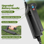 Battery Powered Sprayer Wand with 32.8FT Extended Hose, Electric Garden Sprayer with 3 Speeds & Battery Indicator, 4 Nozzles, 7.4V Portable Weed Sprayer for Lawn Care, Fertilizing, Watering