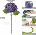 ZYTUYO 20 inches 4 Pcs Violet Purple Real Touch Hydrangea Artificial Flowers Boho Lifelike Real Looking Latex Hydrangeas Flower with Long Stem for Home Decor Spring Table Centrepiece
