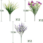 36 Pcs Artificial Flowers for Outdoors, Faux Artificial Plants UV Resistant Fake Plants Outside for Planter Porch Window Home Patio Yard Garden Decor (Mixed Purple)