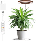 Yadoker 72 LEDs Plant Grow Light for Indoor Plant,Walnut Wood Grain Aluminum LED Grow Light with White Base, Height Adjustable,6.3" Aluminum Housing,Automatic Timer with 8/12/16 Hours,1 Pack