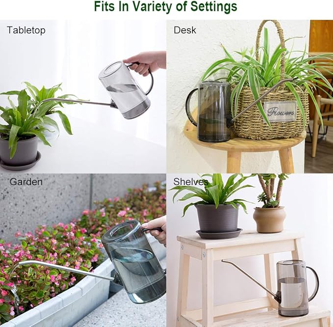 Watering Can Indoor, Small Watering Cans for House Plants, Succulents and Flowers, Long Spout, 1 Liter, with Bonus Plant Mister Spray Bottle