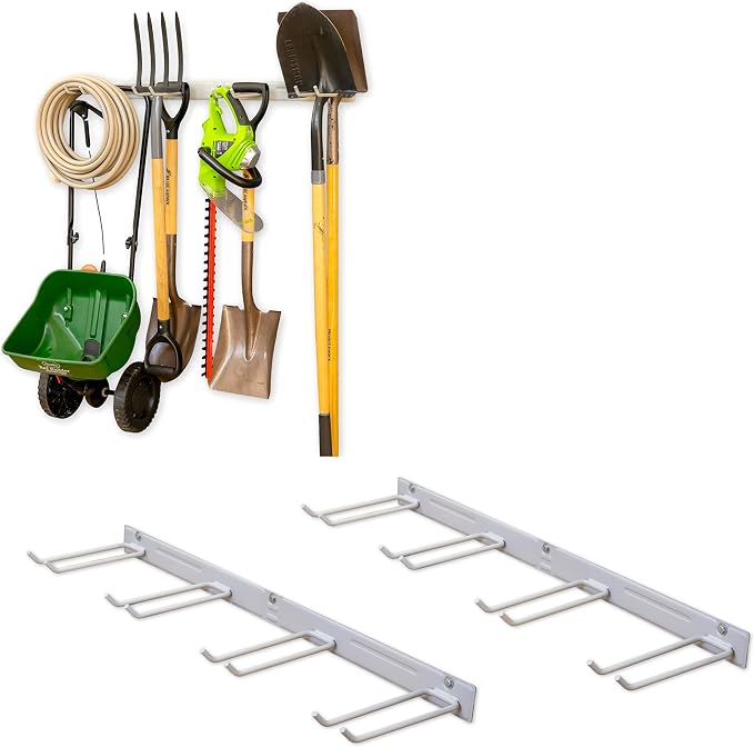 StoreYourBoard 72" Garage Tool Organizer Wall Mount | Garden Tool Organizer System | Heavy Duty Garden Tool Storage Rack for Yard Tools Rakes Shovels 500lbs Garage Organization | 8 PVC Coated Hooks