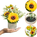 COCOBOO Sunflower Artificial Flowers Pot, Sunflower Decor, Yellow Fake Flower in Pots, for Home Bathroom Kitchen