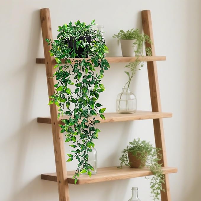Clearain Fake Plants Hanging Artificial Potted Faux Eucalyptus Plants for Boho Farmhouse Bathroom Office Desk Wall Bookshelves Room Accessories Decorations