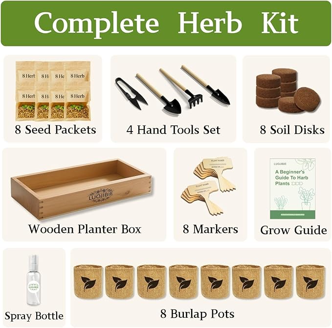 Indoor Herb Garden Start Kit - Unique Gifts for Women, Mothers Day Gifts, Easy House Plant- Birthday for Women,House Warming Gift New Home- Fresh Herb Garden DIY Crafts for Adults