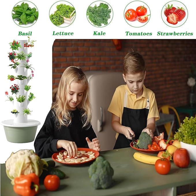 Hydroponic Tower Growing System, Vertical Garden, Suitable for Indoor and Greenhouse, Grow Herbs and Vegetables, Houseplant Farming with Water Circulation and Automatic Timer,9 Layer
