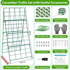 ROADPLUM Cucumber Trellis for Raised Garden Bed, Outdoor Sturdy Metal A-Frame Cucumber Trellis Support for Climbing Plants Vegetables and Fruits with Accessories, Easy installation and Easy Harvesting