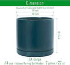 D'vine Dev 14 Inch Ceramic Planter Pot with Drainage Hole and Saucer, Indoor Cylinder Round Planter Pot, Teal, 94-O-G-9