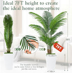 7FT Artificial Palm Tree, Tall Artificial Tree Plants with Fake Plants, Large Faux Plants Indoor with Lifelike Leaves for Outdoor Indoor Home Office Living Room Decor (White)