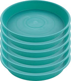 2 Pack of 8 inch Plant Saucer Clear, Heavy Duty Plastic Plant Water Tray 8 inch Round, Flower Plant Saucers for Indoors No Holes, Plant Dishes Saucer for Planter 7"/8" (8", Teal)