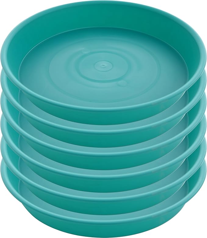 2 Pack of 10 inch Plant Saucer Gray, Heavy Duty Plastic Plant Saucer 10 inch Round, Durable Plant Tray for Pots, Plant Saucers for Indoors, Plant Trays for Planter 9"/10" (10", Teal)