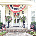 YEAHOME 4th of July Decorations Outdoor, 22.4" Set of 2 Red White Blue Metal Flowers Decorative Garden Stakes for Memorial Day Decorations, Yard Signs Patriotic Decorations for Garden Lawn Porch