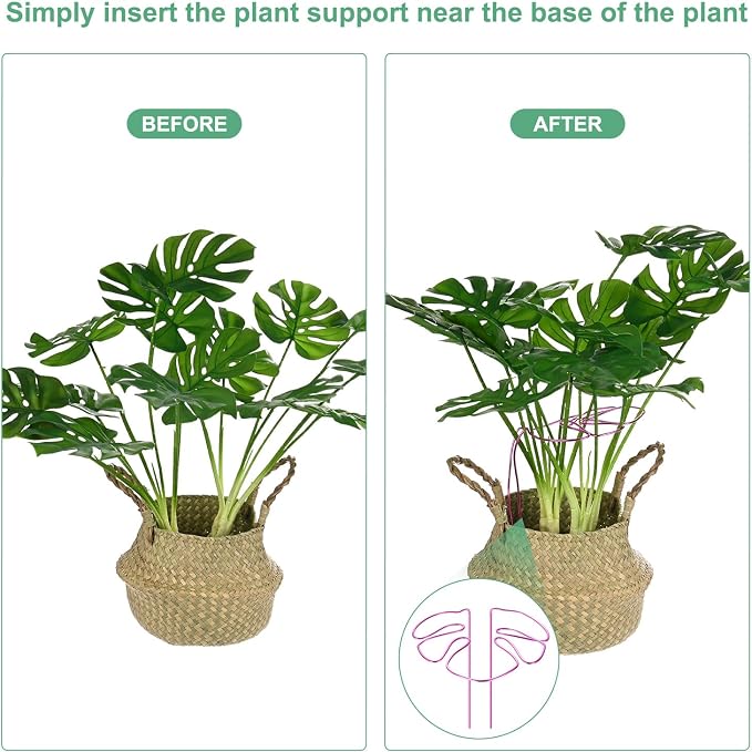 M METERXITY 1-Pack Monstera Plant Support, 11x5.9 Inch Reusable Sturdy Alloy Plant Support Stakes Unique Design for Potted Plants Flowers/Vegetables/Indoor Outdoor Climbing Plants [Pink]