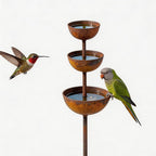 Metal Rainwater Collector Garden Stake, Outdoor Garden Plant Support | 2026 Model New Three-Tier Bird Bath and Butterfly/Bee Watering Station, Garden Decorative Ornament, 26.7 inches 1pcs