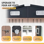 Aoxun 10x12 Shed with Brown Floor Galvanized Steel Outdoor Storage Shed Metal Garden Shed with Moisture-Proof Floor & Ventilation, Sloped Roof for Bike/Generator/Tool Storage (Brown with Floor)