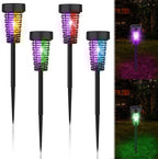 Qualirey 4 Pack Solar Bug Zapper Outdoor Waterproof Mosquito Repellent Killer Bug Zapper Lamp with LED Light for Outdoor Garden Patio Yard (Purple and Colorful Light,Black)
