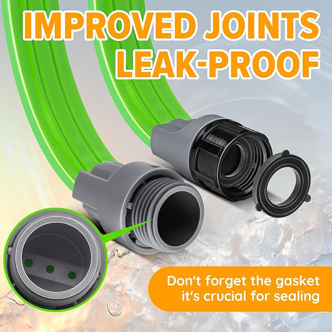 Heavy Duty Sprinkler Soaker Hose 75 FT, Flat Garden Hose with Holes, Efficient Flexible Irrigation Hose for Yard, Lawn and Garden, Includes Stakes