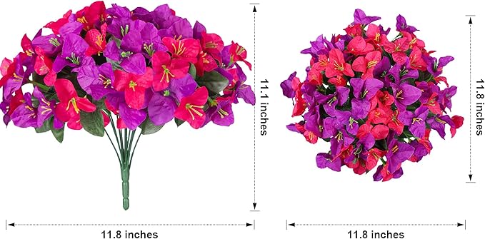 Ivydale Artificial Flowers for Outdoors Fake Bougainvillea Spring Summer Outside Decor, 4 Bundles UV Resistant Faux Flowers for Outdoor Planters Realistic Silk Plants Patio Porch Window Garden Home